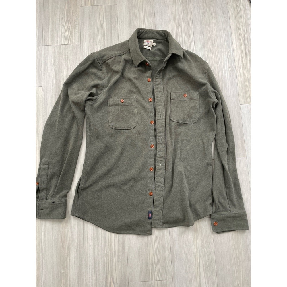 Faherty Men's Corduroy Shirt Green, Long Sleeve, Button Down, Cotton Size Medium